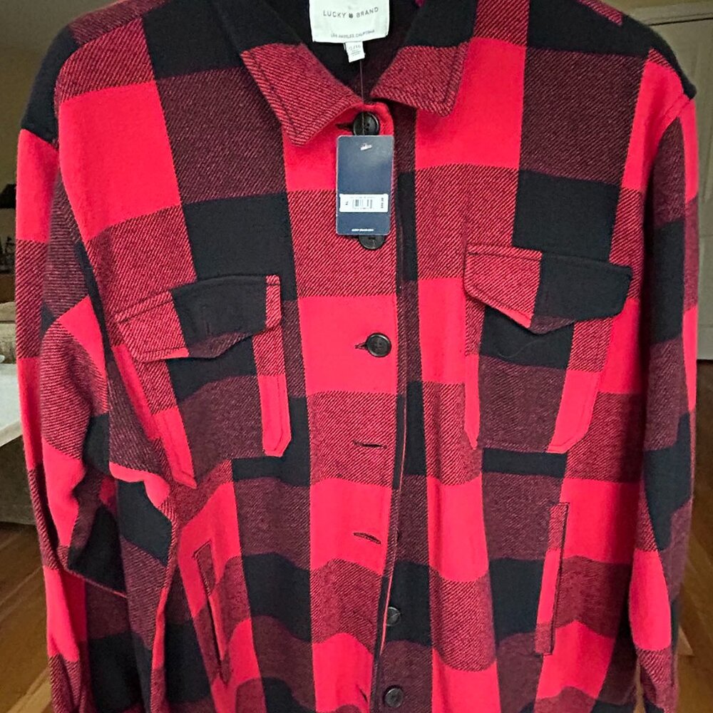 Lucky Brand Shacket Shirt Jacket Men's XL, Plaid Oversized Style, Reg $99